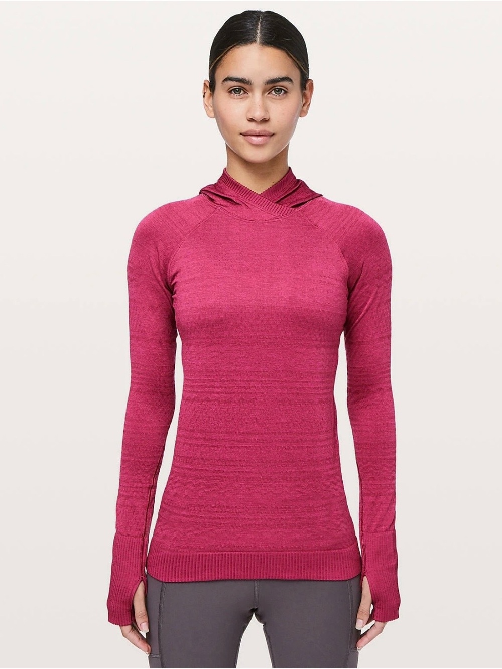 LULULEMON REST LESS
HOODIE, LONG SLEEVE WITH HOOD, VIOLET RED, Sz 4